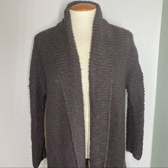 Prana textured knitted Cardigan sweater Eggplant color - Picture 4 of 15